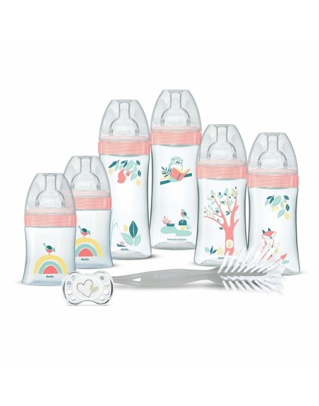 Sæt af babyens flasker Dodie Pink 8 Dele