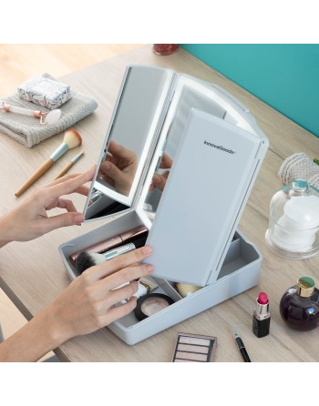 Klappbarer Spiegel mit LED und 3-in-1-Make-up-Organizer Panomir InnovaGoods