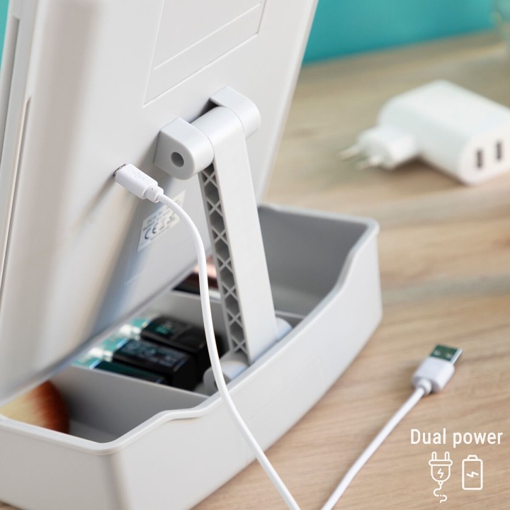 3-i-1 sammenklappeligt LED-spejl med makeup-organiser Panomir InnovaGoods