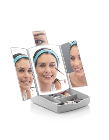 Klappbarer Spiegel mit LED und 3-in-1-Make-up-Organizer Panomir InnovaGoods