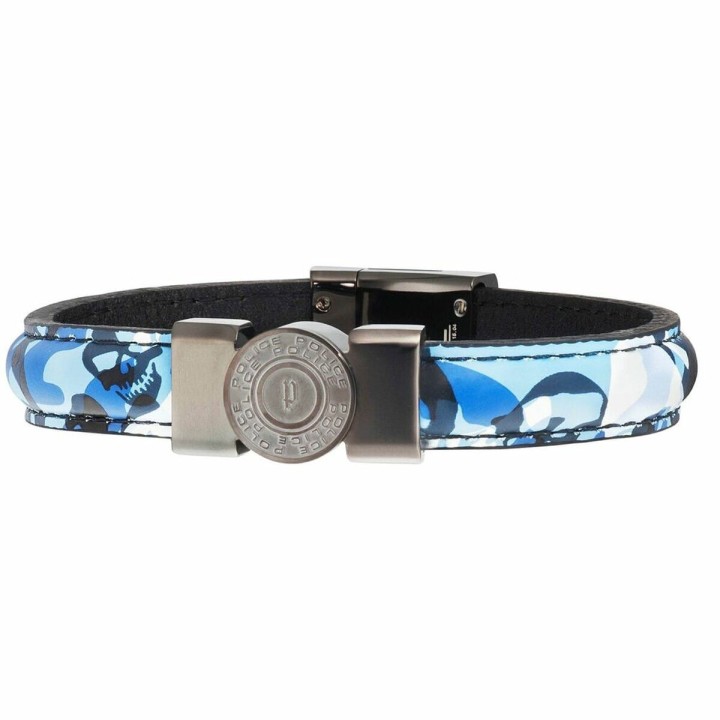 Armbånd til mænd Police PJ25556BLU.03-L Læder 21 cm