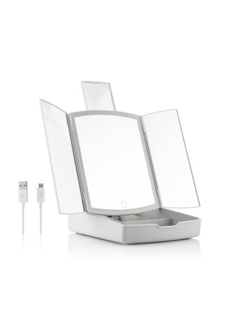 3-i-1 sammenklappeligt LED-spejl med makeup-organiser Panomir InnovaGoods