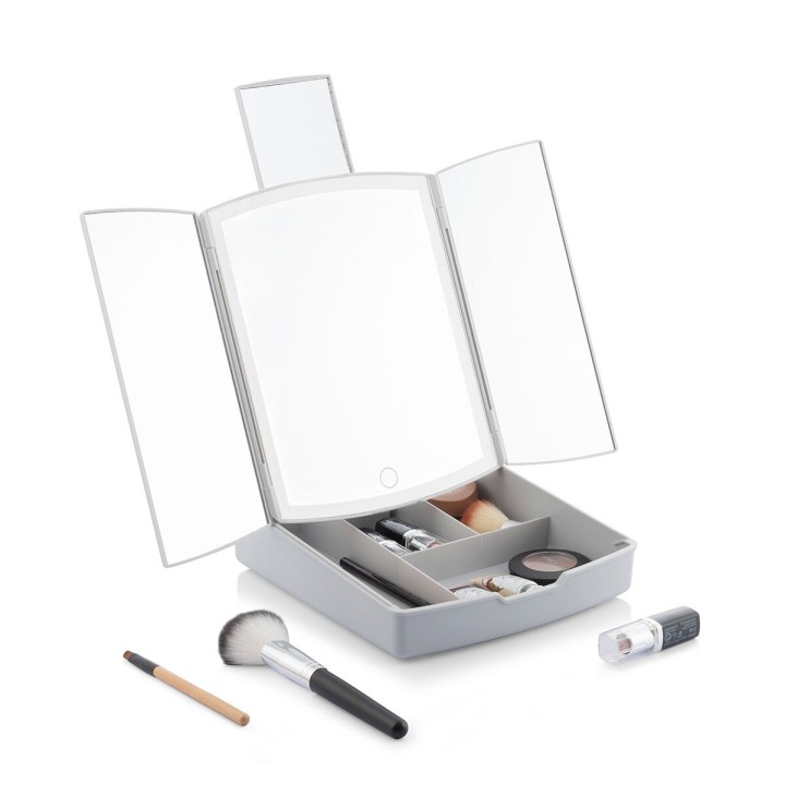 Specchio a LED Pieghevole con Contenitore per Trucchi 3 in 1 Panomir InnovaGoods