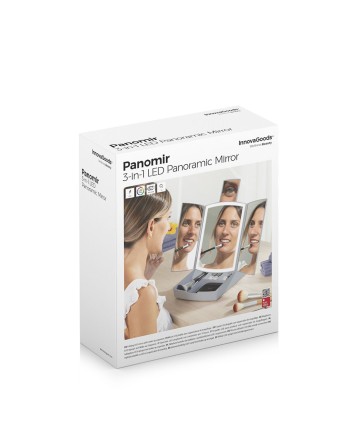 Klappbarer Spiegel mit LED und 3-in-1-Make-up-Organizer Panomir InnovaGoods