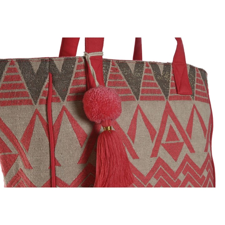 Skuldertaske Home ESPRIT Beige Fuchsia 31 x 16 x 66 cm