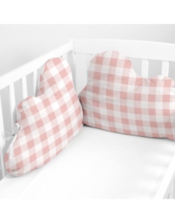 Protector de Cuna HappyFriday Basic Kids Vichy Rosa 60 x 40 cm