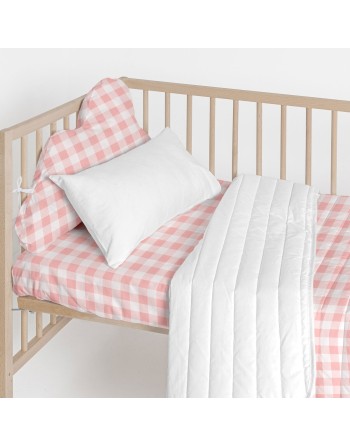 Paracolpi per culla HappyFriday Basic Kids Vichy Rosa 60 x 40 cm