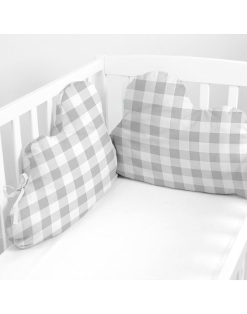 Barnesengbeskytter HappyFriday Basic Kids Vichy Grå 60 x 40 cm