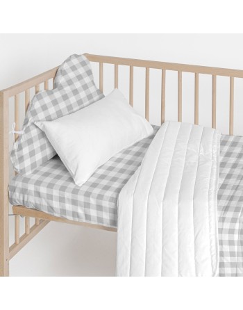 Cot protector HappyFriday Basic Kids Vichy Grey 60 x 40 cm