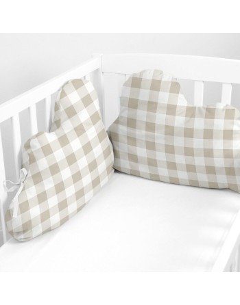 Protection du berceau HappyFriday Basic Kids Vichy Beige 60 x 40 cm