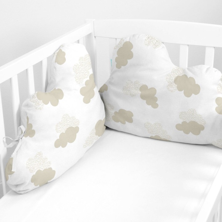 Barnesengbeskytter HappyFriday Basic Kids Clouds Beige 60 x 40 cm