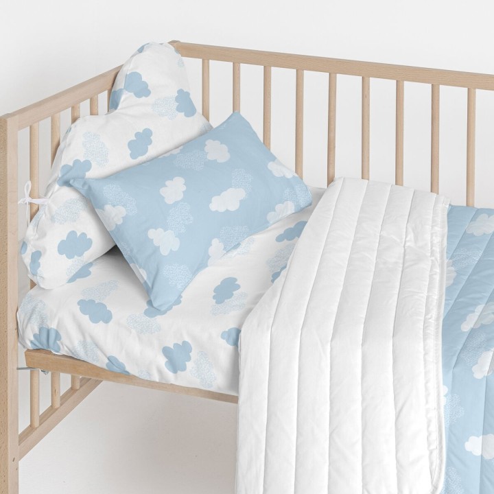 Paracolpi per culla HappyFriday Basic Kids Clouds Azzurro 60 x 40 cm