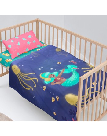 Juego de Sábanas HappyFriday Mr Fox Happy Mermaid Multicolor Cuna de Bebé 2 Piezas