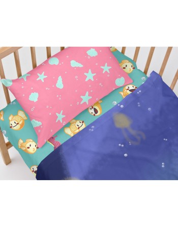 Jeu de draps HappyFriday Mr Fox Happy Mermaid Multicouleur Lit de bébé 2 Pièces