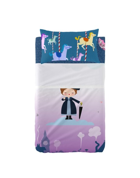 Set di Lenzuola HappyFriday Mr Fox Nanny Multicolore Culla Neonato 2 Pezzi