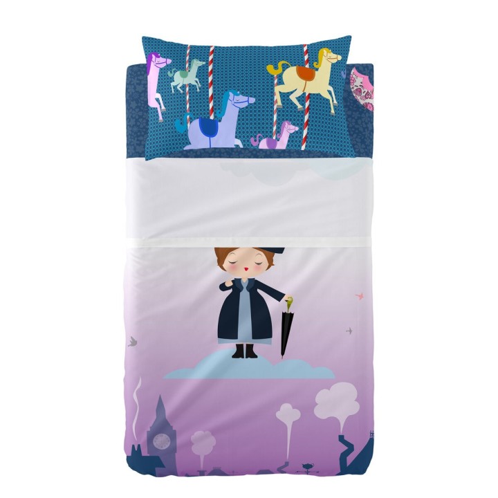 Jeu de draps HappyFriday Mr Fox Nanny Multicouleur Lit de bébé 2 Pièces