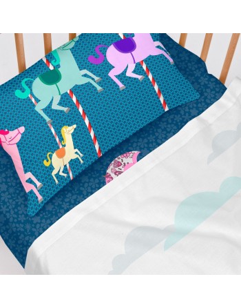 Set di Lenzuola HappyFriday Mr Fox Nanny Multicolore Culla Neonato 2 Pezzi