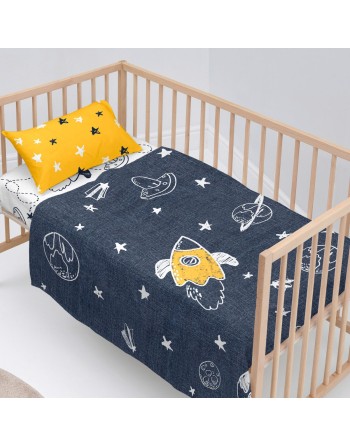 Sengetøj sæt HappyFriday Mr Fox Starspace Multifarvet Vugge til baby 2 Dele