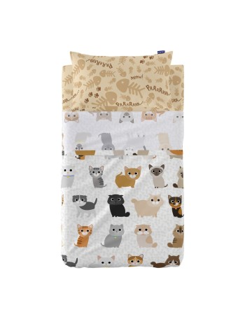 Jeu de draps HappyFriday Mr Fox Cats Multicouleur Lit de bébé 2 Pièces