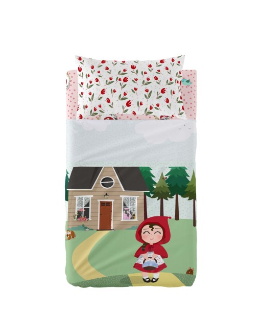 Juego de Sábanas HappyFriday Mr Fox Red Riding Hood Multicolor Cuna de Bebé 2 Piezas