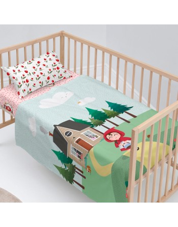 Jeu de draps HappyFriday Mr Fox Red Riding Hood Multicouleur Lit de bébé 2 Pièces