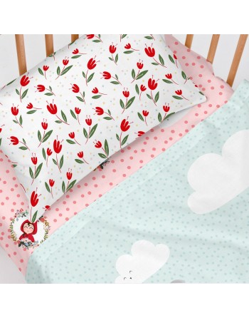 Jeu de draps HappyFriday Mr Fox Red Riding Hood Multicouleur Lit de bébé 2 Pièces