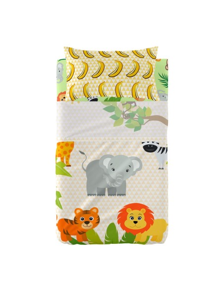 Set di Lenzuola HappyFriday Mr Fox Wild Multicolore Culla Neonato 2 Pezzi