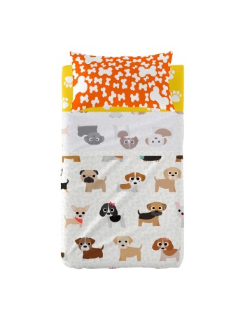 Sengetøj sæt HappyFriday Mr Fox Dogs Multifarvet Vugge til baby 2 Dele