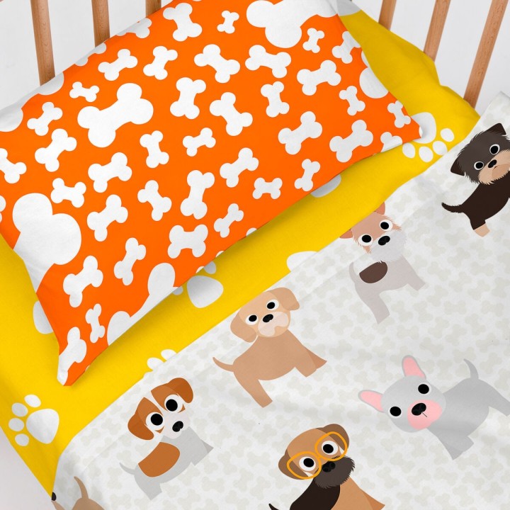 Sengetøj sæt HappyFriday Mr Fox Dogs Multifarvet Vugge til baby 2 Dele