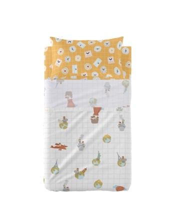 Bettwäsche-Set HappyFriday Mr Fox World Trip Bunt Babybettchen 2 Stücke