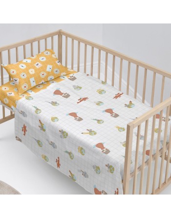 Bettwäsche-Set HappyFriday Mr Fox World Trip Bunt Babybettchen 2 Stücke