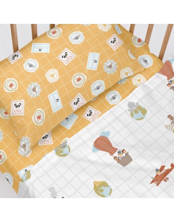 Bedding set HappyFriday Mr Fox World Trip Multicolour Baby Crib 2 Pieces