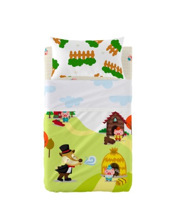 Bedding set HappyFriday Mr Fox Piggys Multicolour Baby Crib 2 Pieces