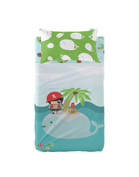 Set di Lenzuola HappyFriday Happynois Pirata Multicolore Culla Neonato 2 Pezzi