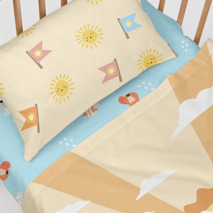 Set di Lenzuola HappyFriday Happynois Camping Multicolore Culla Neonato 2 Pezzi