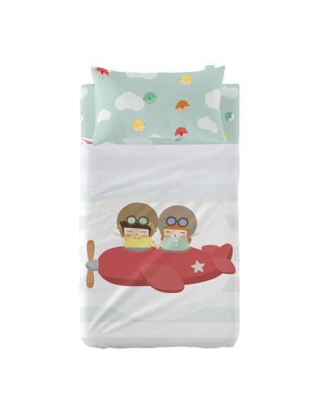 Jeu de draps HappyFriday Happynois Learning To Fly Multicouleur Lit de bébé 2 Pièces