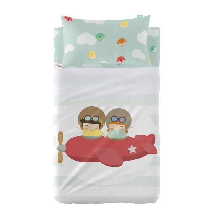 Set di Lenzuola HappyFriday Happynois Learning To Fly Multicolore Culla Neonato 2 Pezzi