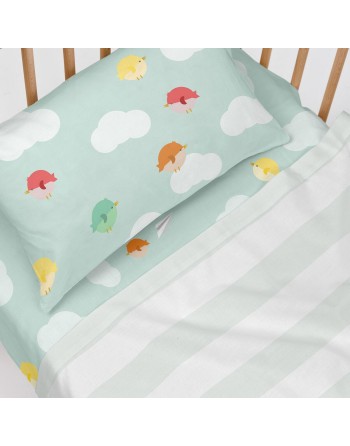 Set di Lenzuola HappyFriday Happynois Learning To Fly Multicolore Culla Neonato 2 Pezzi