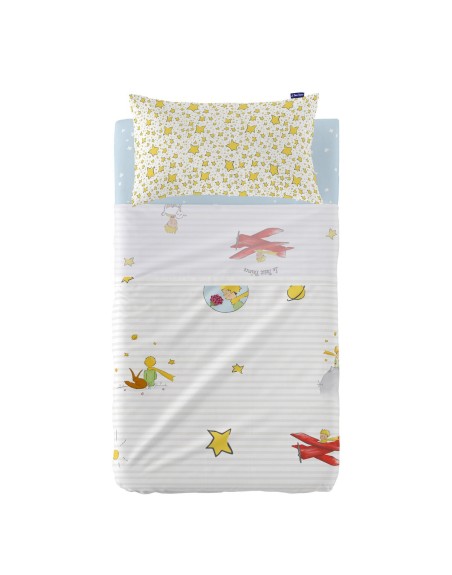 Jeu de draps HappyFriday Le Petit Prince Son monde Multicouleur Lit de bébé 2 Pièces