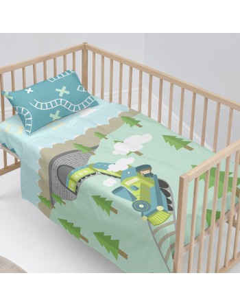 Jeu de draps HappyFriday Happynois Train Multicouleur Lit de bébé 2 Pièces