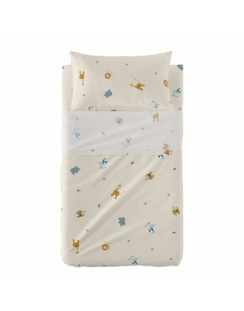 Jeu de draps HappyFriday  HF Mini Animals Multicouleur Lit de bébé 2 Pièces