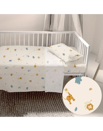 Sengetøj sæt HappyFriday  HF Mini Animals Multifarvet Vugge til baby 2 Dele