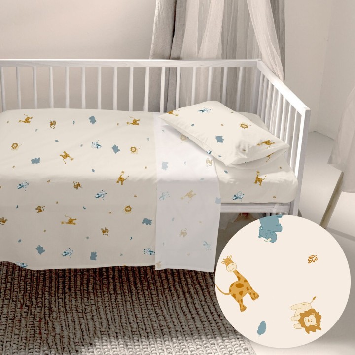 Bedding set HappyFriday  HF Mini Animals Multicolour Baby Crib 2 Pieces