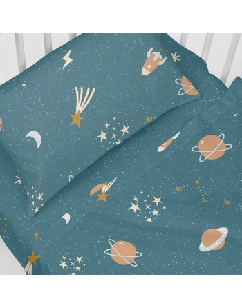 Jeu de draps HappyFriday HF Mini Universe Multicouleur Lit de bébé 2 Pièces