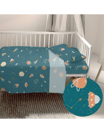 Sengetøj sæt HappyFriday HF Mini Universe Multifarvet Vugge til baby 2 Dele