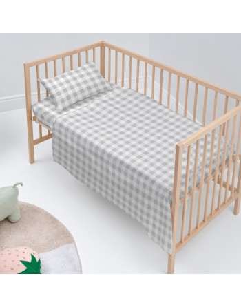 Bedding set HappyFriday Basic Kids Vichy Grey Baby Crib 2 Pieces
