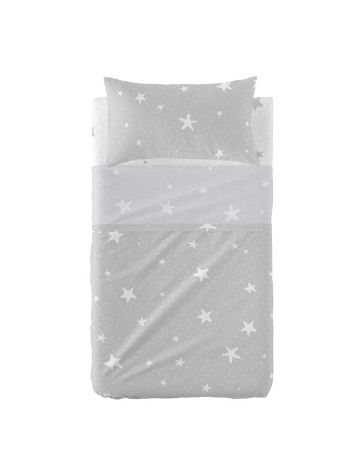 Jeu de draps HappyFriday Basic Kids Little star Gris Lit de bébé 2 Pièces