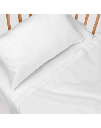 Jeu de draps HappyFriday BASIC KIDS Blanc Lit de bébé 2 Pièces