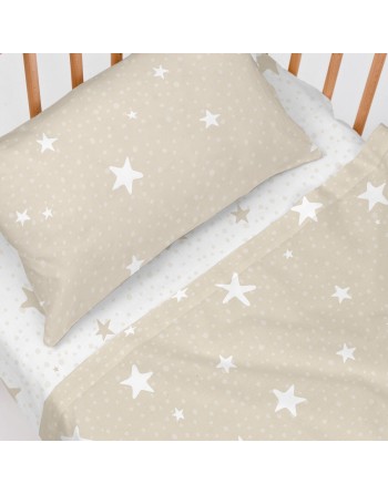 Juego de Sábanas HappyFriday Basic Kids Little star Beige Cuna de Bebé 2 Piezas