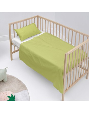 Set di Lenzuola HappyFriday BASIC KIDS Verde Culla Neonato 2 Pezzi